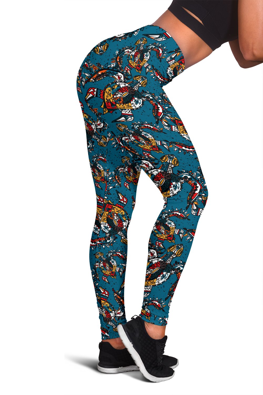 Sea Turtle Tribal Colorful Hand Drawn Women Leggings