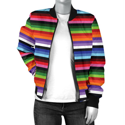 Serape Design Women Casual Bomber Jacket