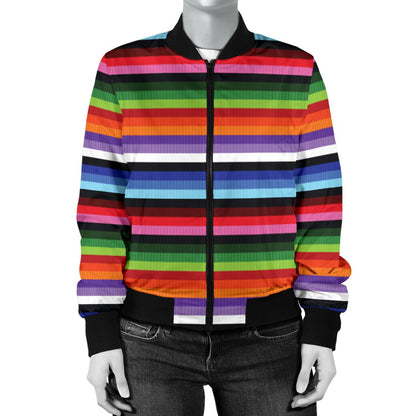 Serape Design Women Casual Bomber Jacket