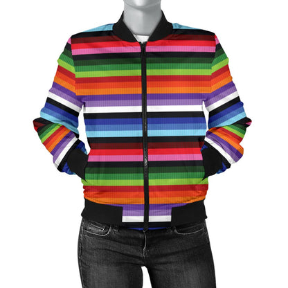 Serape Design Women Casual Bomber Jacket