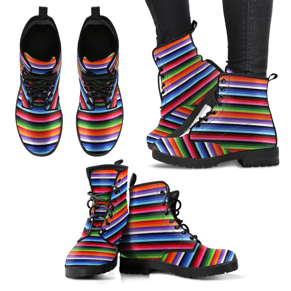 Serape Design Women Leather Boots-JTAMIGO.COM