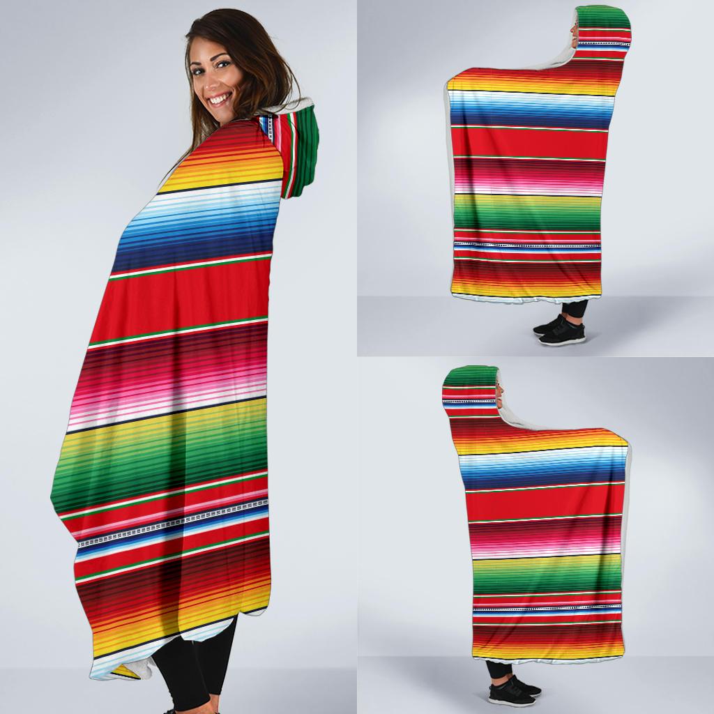 Serape Pattern Hooded Blanket-JTAMIGO.COM