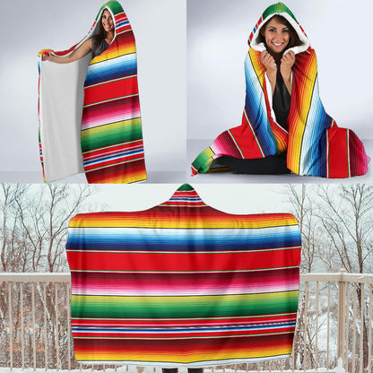 Serape Pattern Hooded Blanket-JTAMIGO.COM