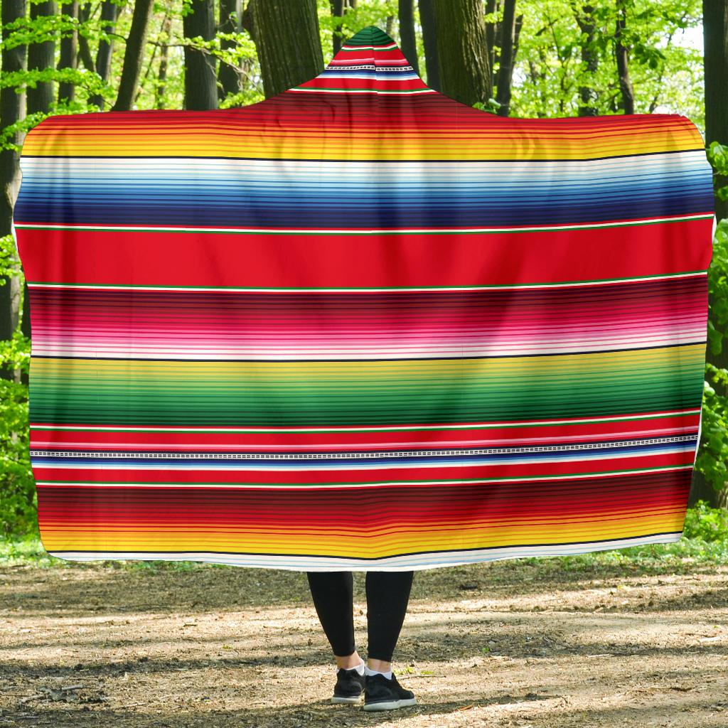 Serape Pattern Hooded Blanket-JTAMIGO.COM