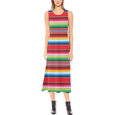 Serape Pattern Sleeveless Open Fork Long Dress (Model D08)-JTAMIGO.COM