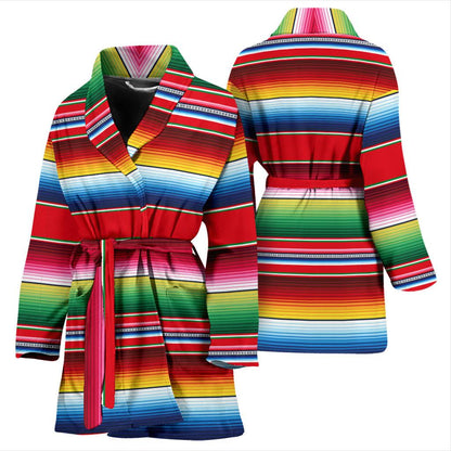 Serape Pattern Women Bath Robe-JTAMIGO.COM