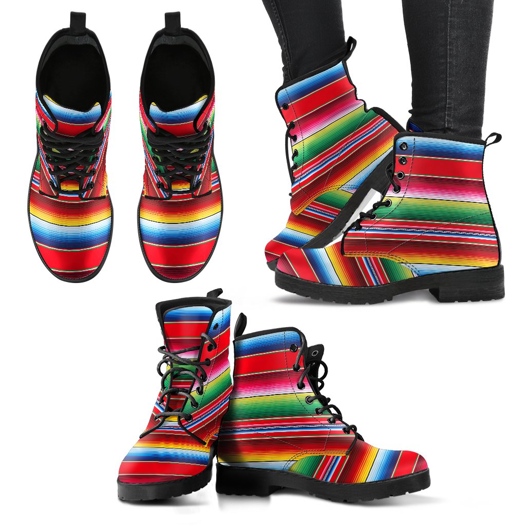 Serape Pattern Women Leather Boots-JTAMIGO.COM