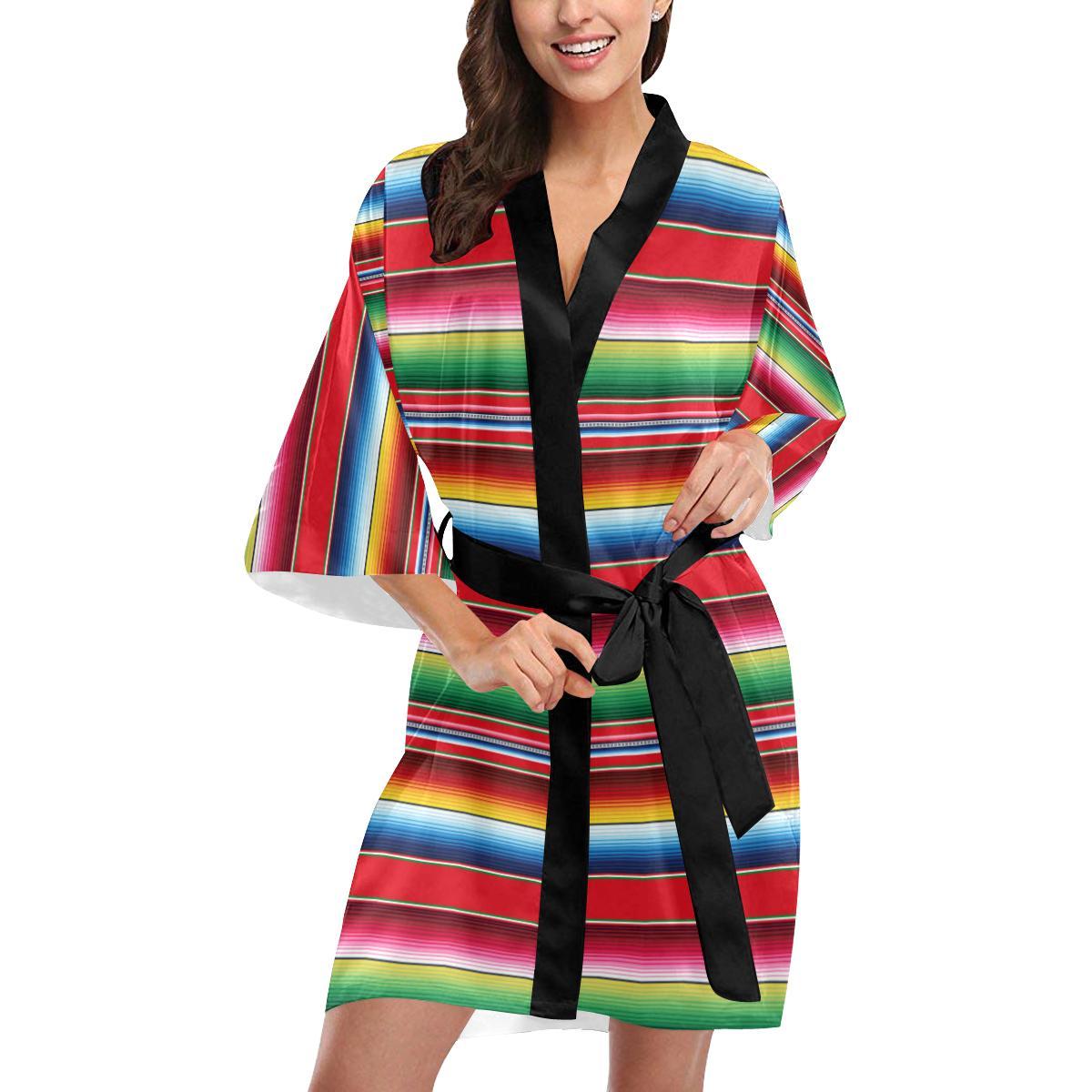 Serape Pattern Women Short Kimono Robe