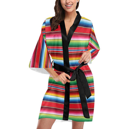 Serape Pattern Women Short Kimono Robe