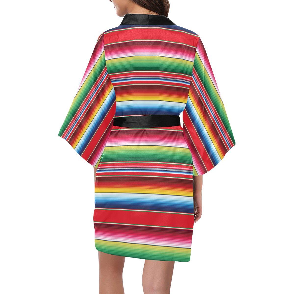 Serape Pattern Women Short Kimono Robe