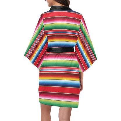 Serape Pattern Women Short Kimono Robe