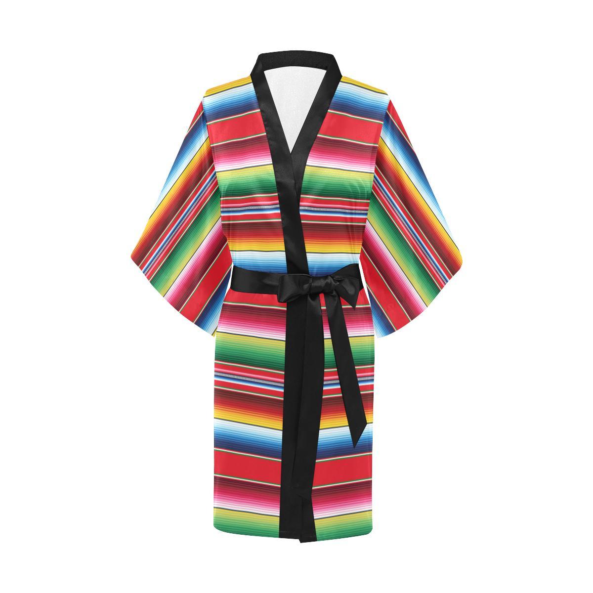 Serape Pattern Women Short Kimono Robe