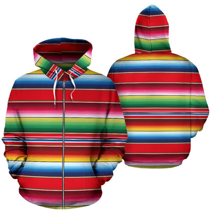 Serape Pattern Zip Up Hoodie