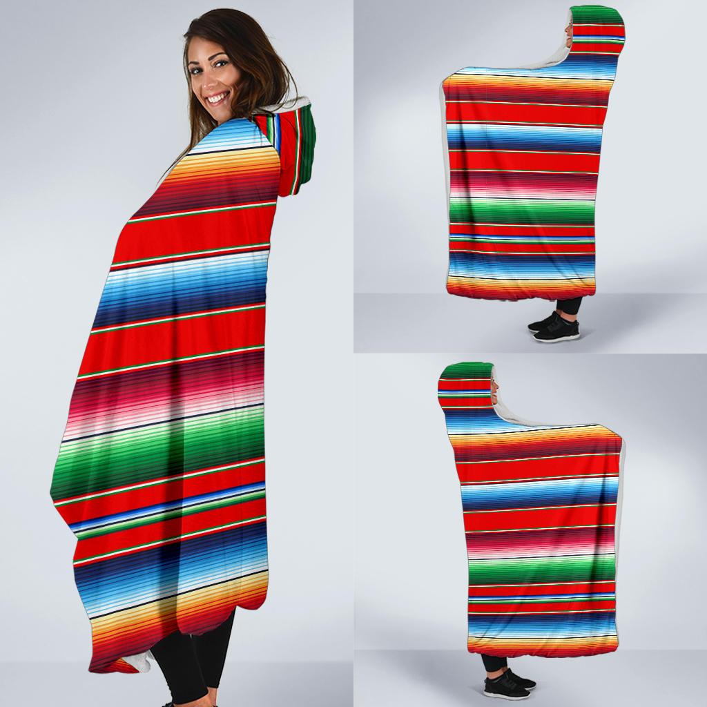 Serape Print Hooded Blanket-JTAMIGO.COM