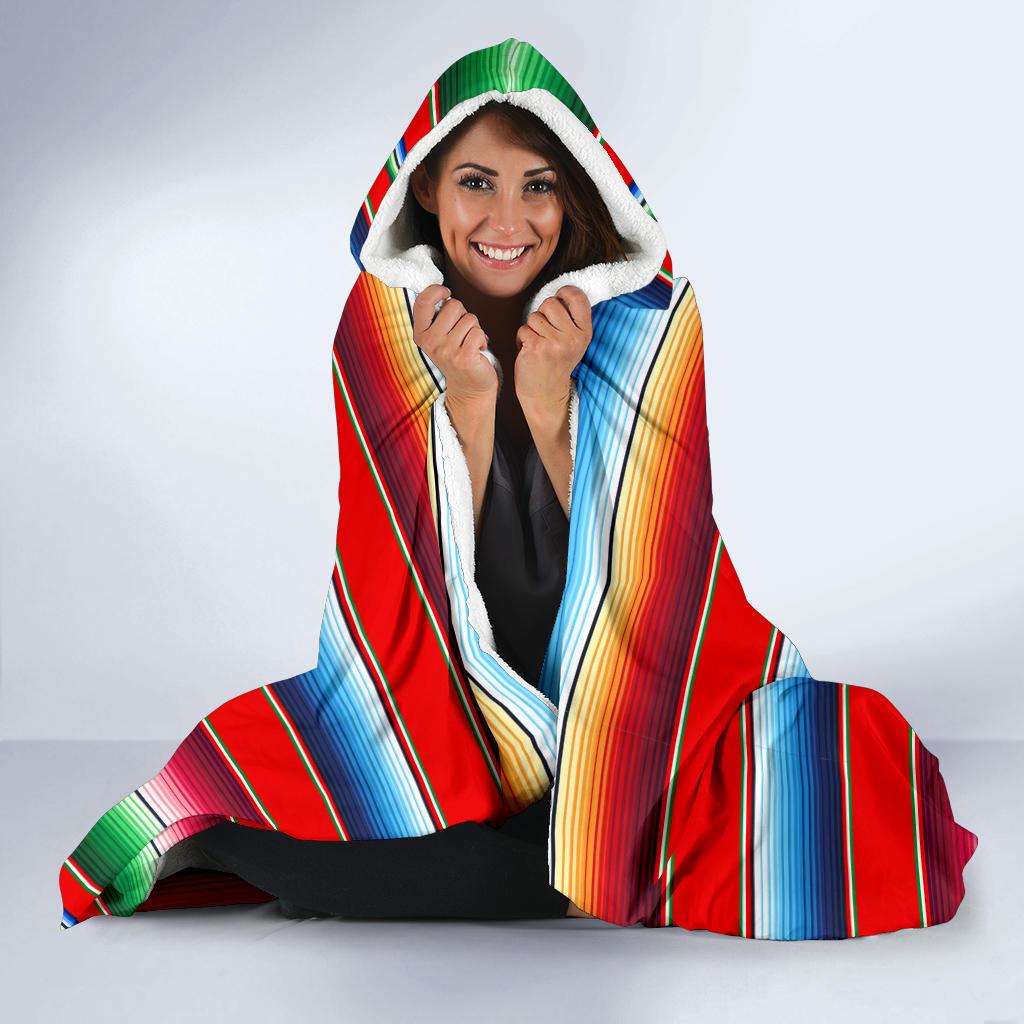 Serape Print Hooded Blanket-JTAMIGO.COM