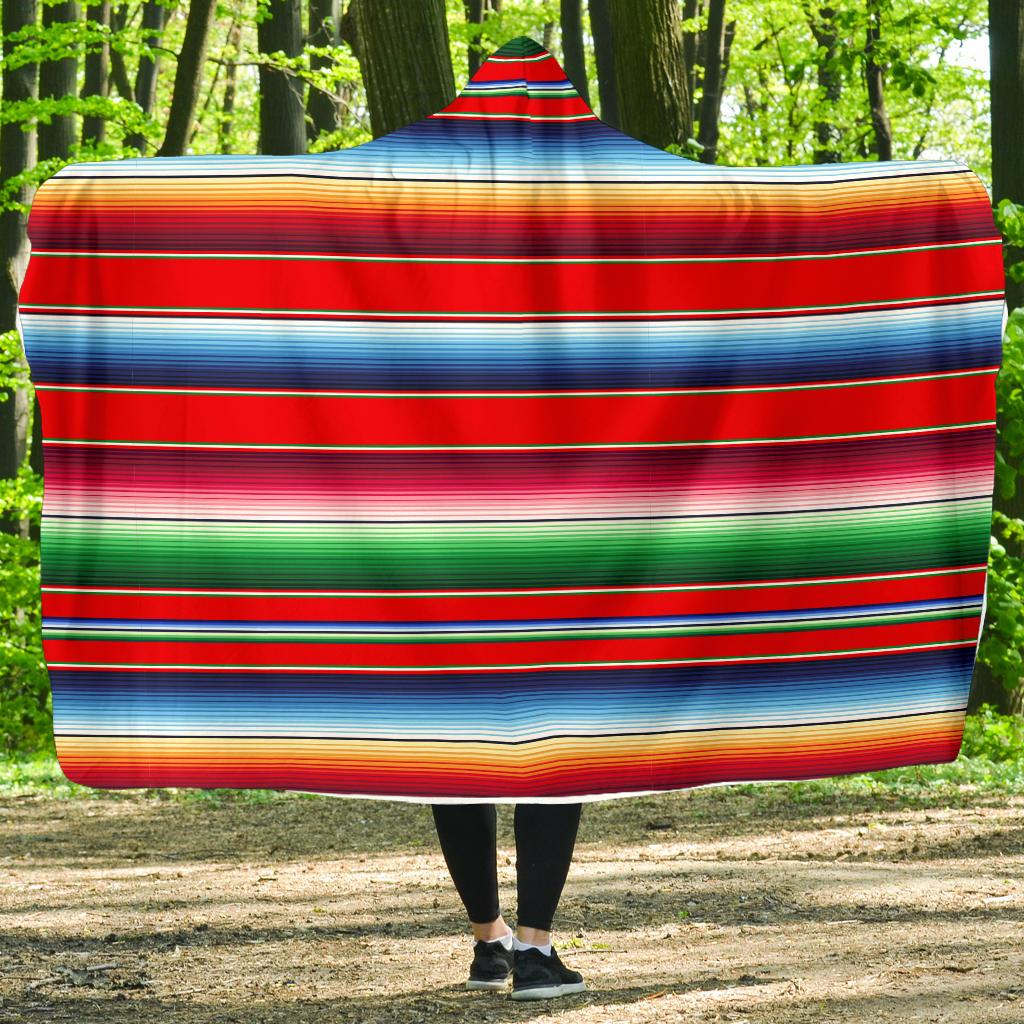 Serape Print Hooded Blanket-JTAMIGO.COM