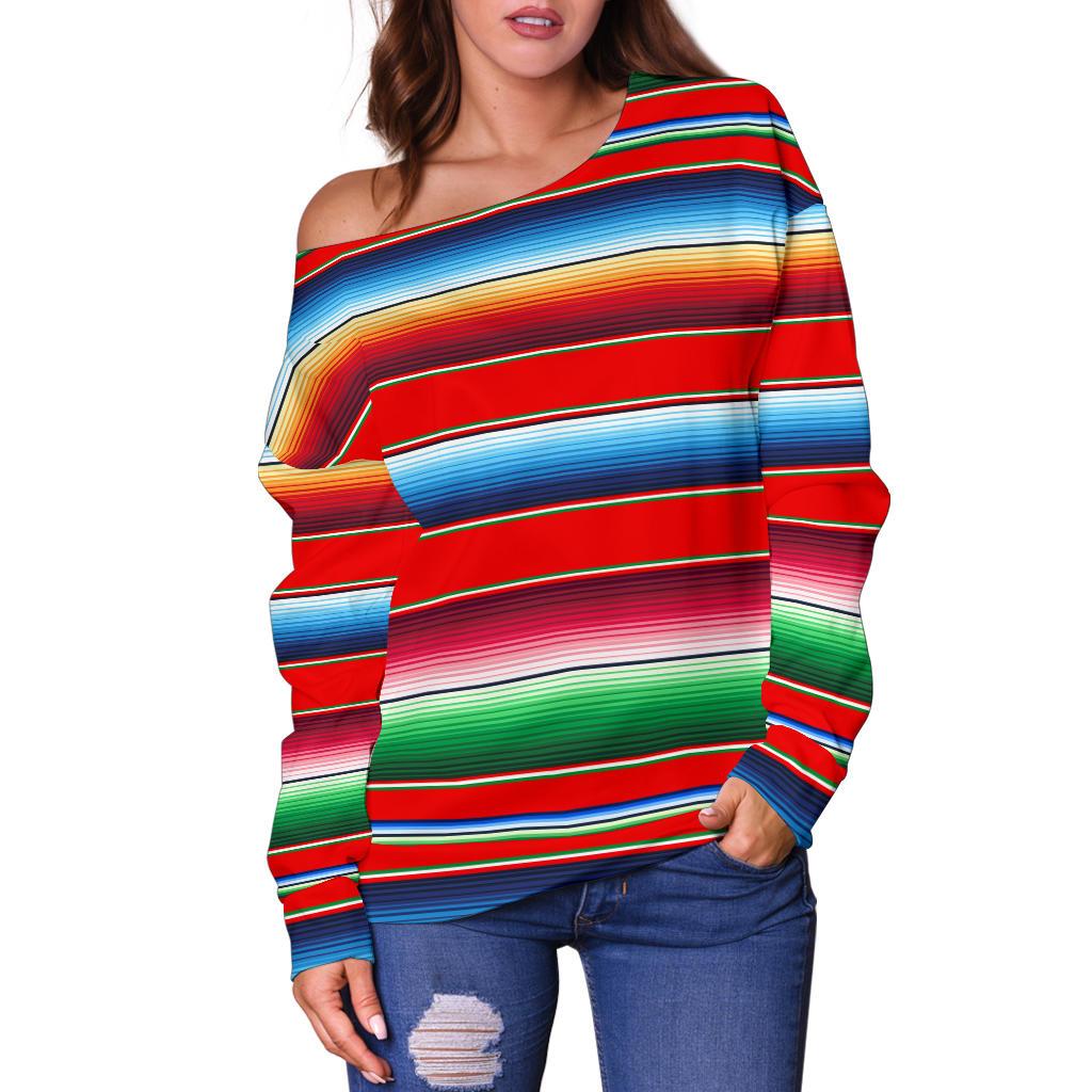 Serape Print Off Shoulder Sweatshirt
