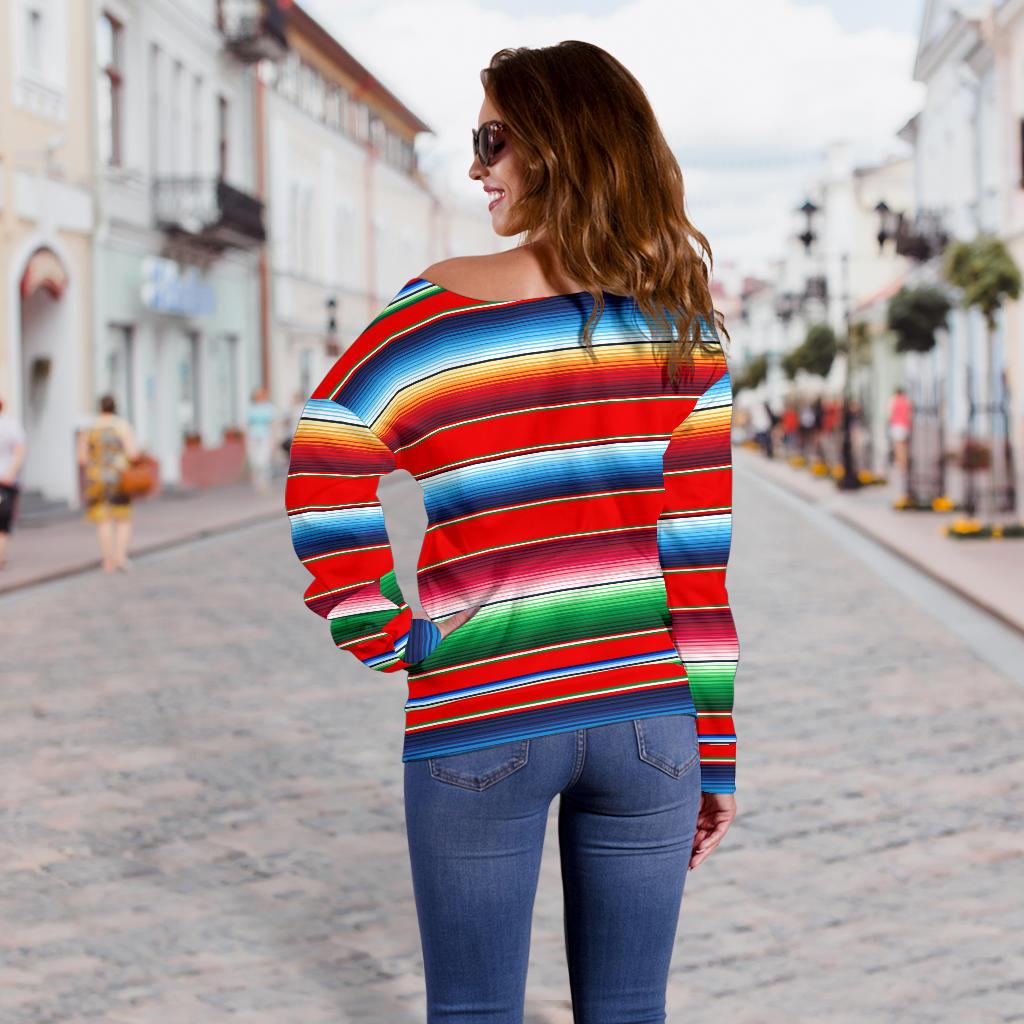 Serape Print Off Shoulder Sweatshirt