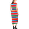 Serape Print Sleeveless Open Fork Long Dress (Model D08)-JTAMIGO.COM