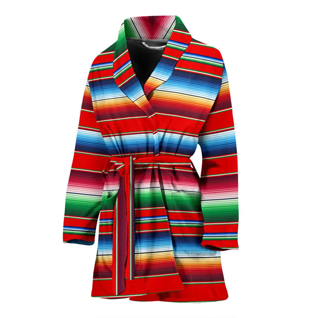 Serape Print Women Bath Robe-JTAMIGO.COM