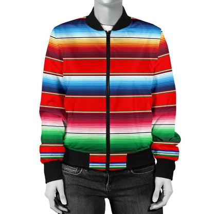Serape Print Women Casual Bomber Jacket