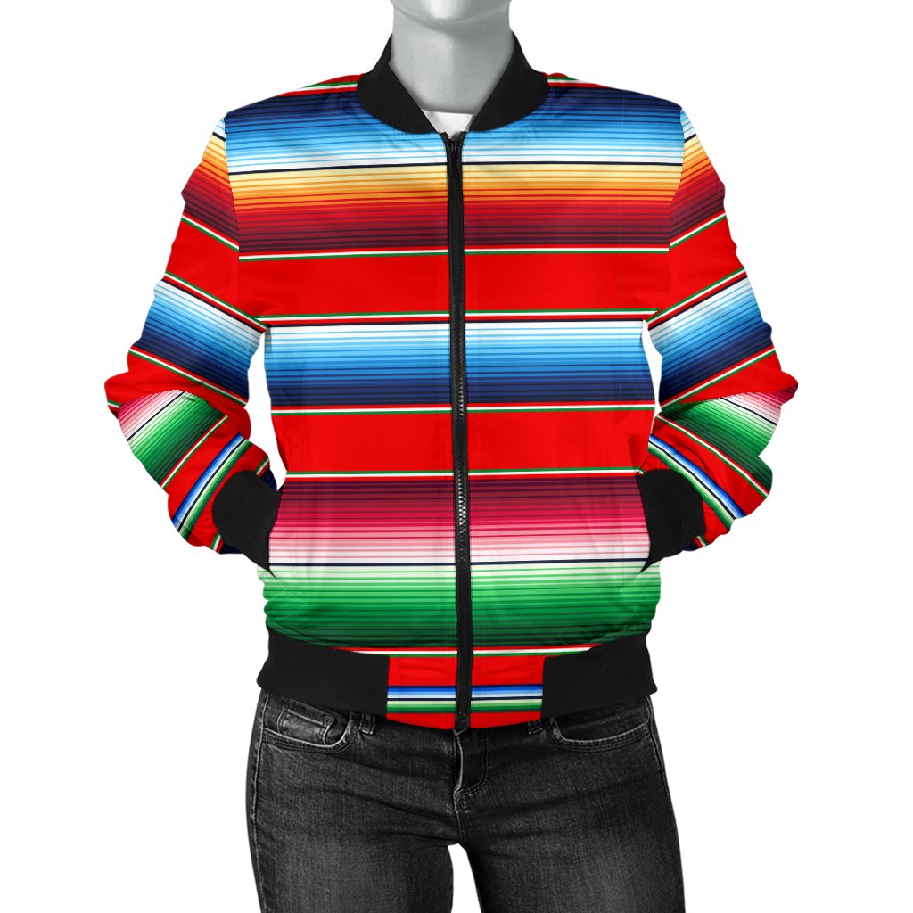 Serape Print Women Casual Bomber Jacket