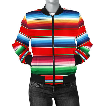Serape Print Women Casual Bomber Jacket