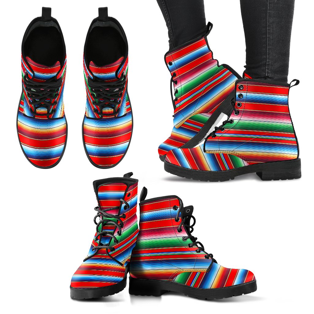 Serape Print Women Leather Boots-JTAMIGO.COM