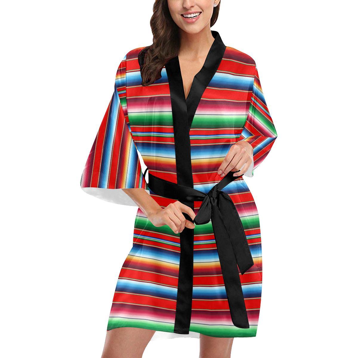 Serape Print Women Short Kimono Robe