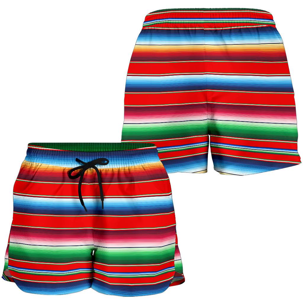 Serape Print Women Shorts-JTAMIGO.COM