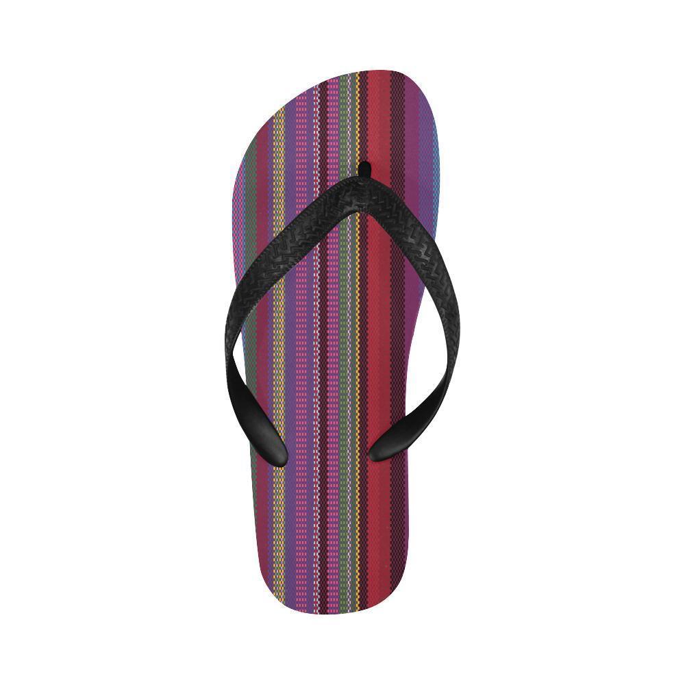 Serape Stripe Print Flip Flops-JTAMIGO.COM