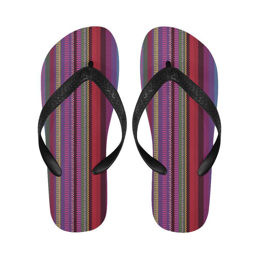 Serape Stripe Print Flip Flops-JTAMIGO.COM