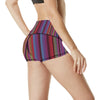 Serape Stripe Print High Waisted Spandex Shorts-JTAMIGO.COM