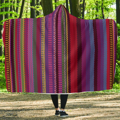 Serape Stripe Print Hooded Blanket-JTAMIGO.COM