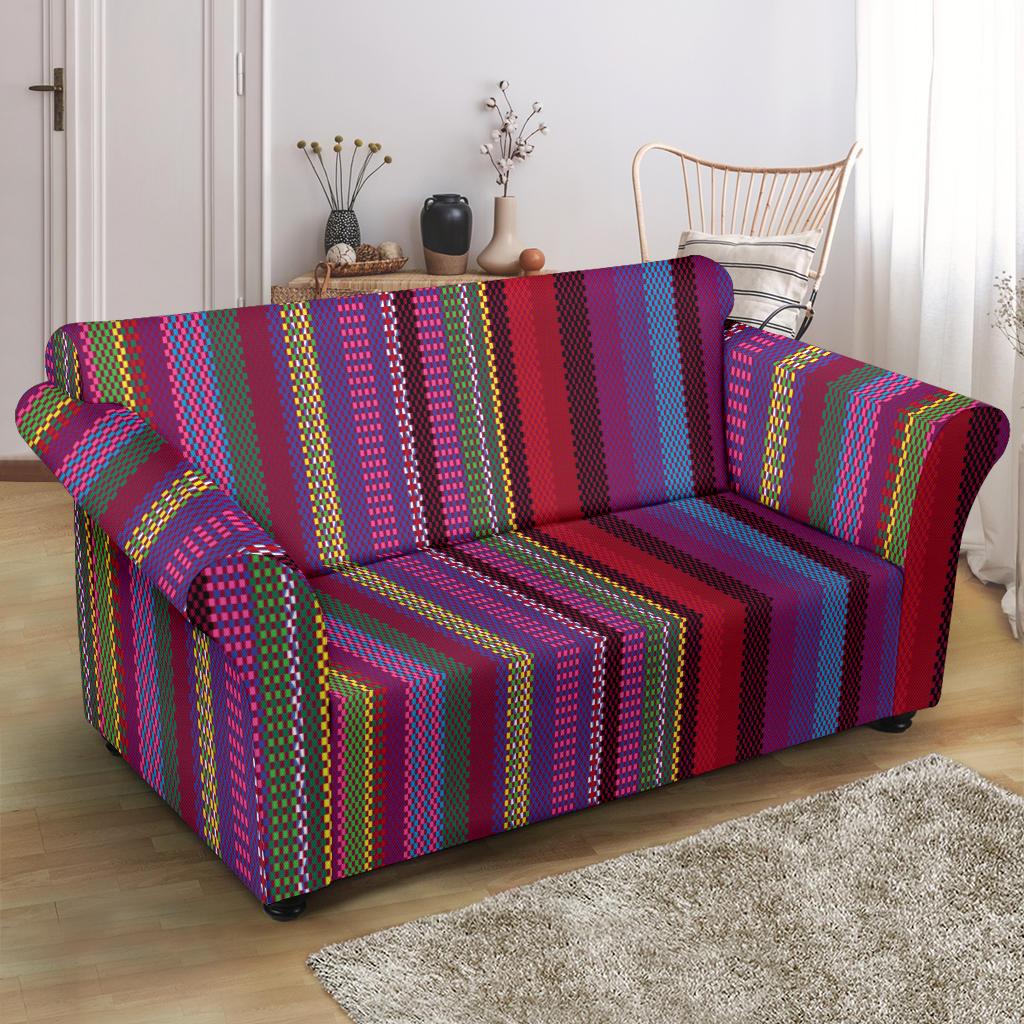 Serape Stripe Print Loveseat Slipcover-JTAMIGO.COM