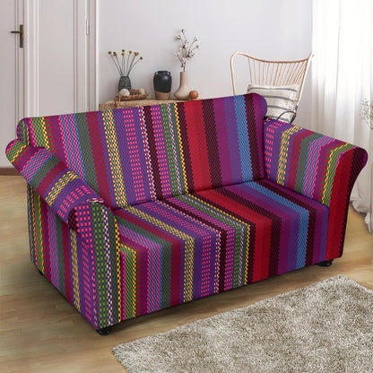 Serape Stripe Print Loveseat Slipcover-JTAMIGO.COM