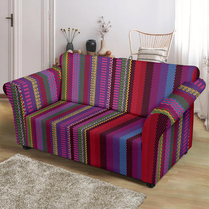 Serape Stripe Print Loveseat Slipcover-JTAMIGO.COM