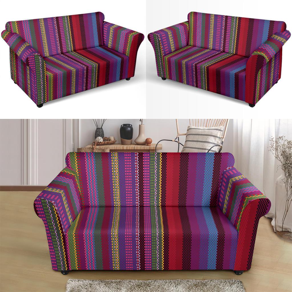 Serape Stripe Print Loveseat Slipcover-JTAMIGO.COM