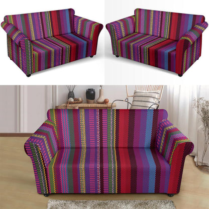 Serape Stripe Print Loveseat Slipcover-JTAMIGO.COM