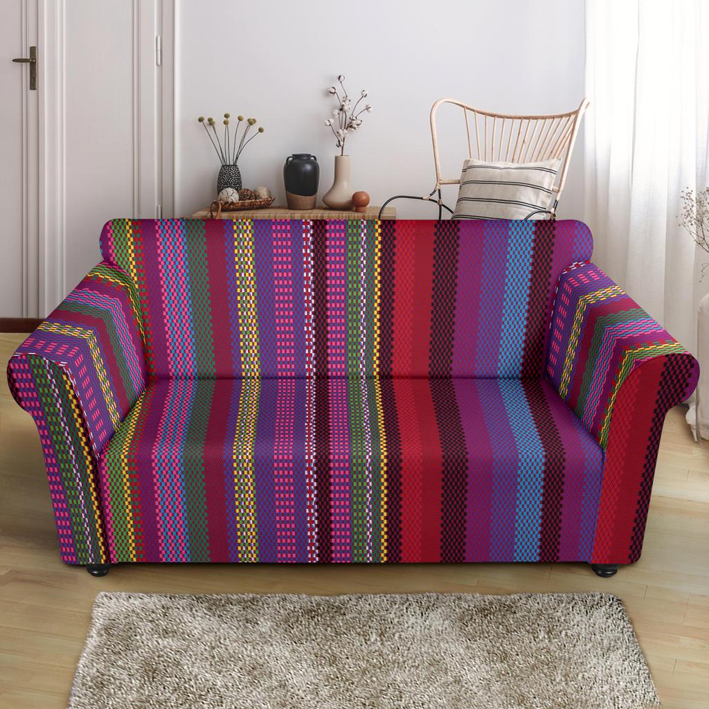 Serape Stripe Print Loveseat Slipcover-JTAMIGO.COM