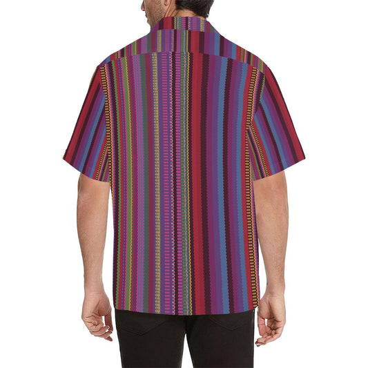 Serape Stripe Print Men Aloha Hawaiian Shirt