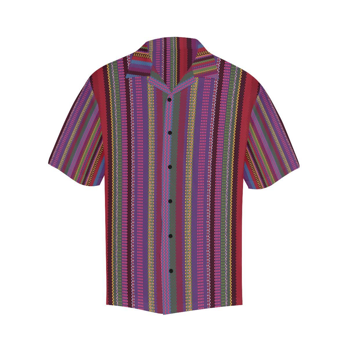Serape Stripe Print Men Aloha Hawaiian Shirt