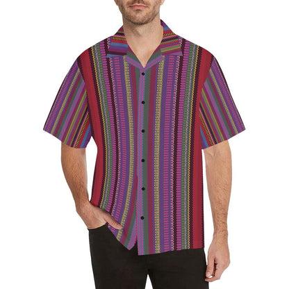 Serape Stripe Print Men Aloha Hawaiian Shirt