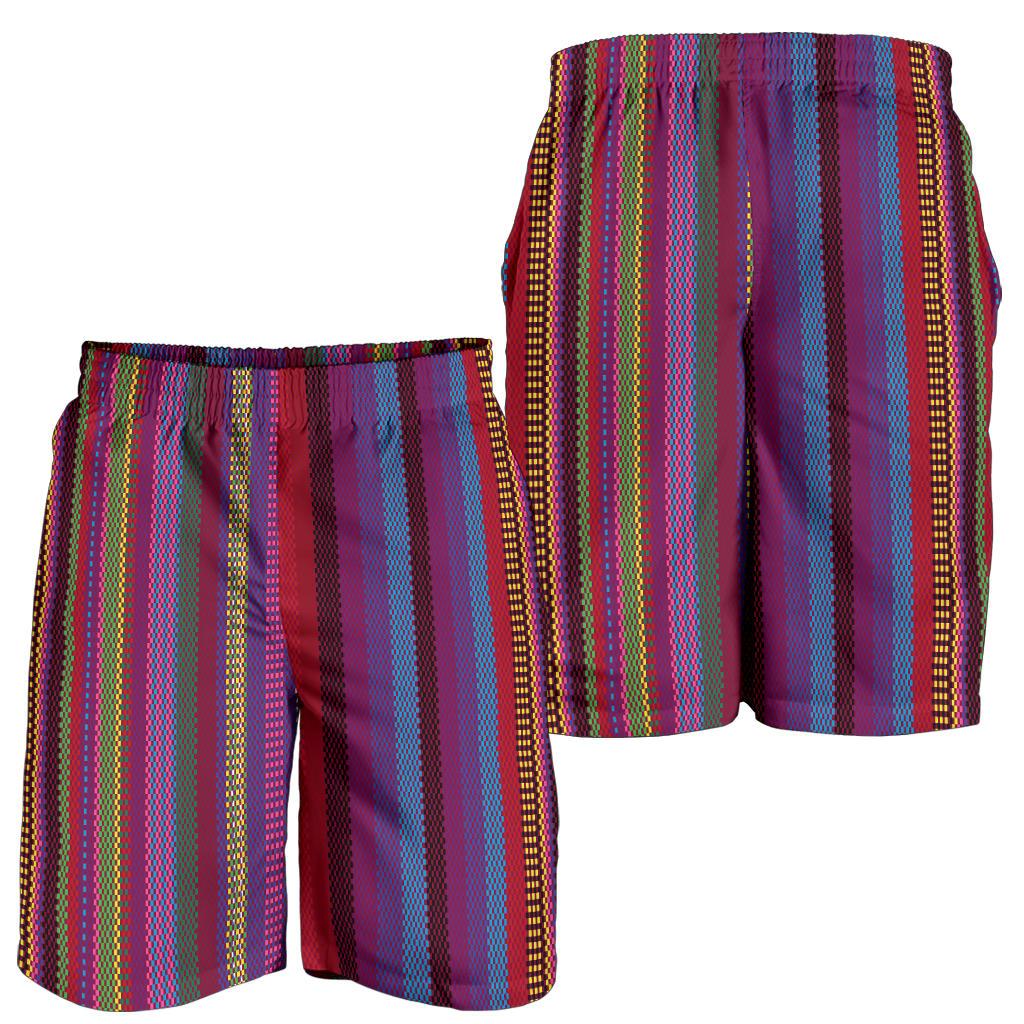 Serape Stripe Print Mens Shorts-JTAMIGO.COM