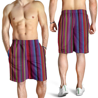 Serape Stripe Print Mens Shorts-JTAMIGO.COM