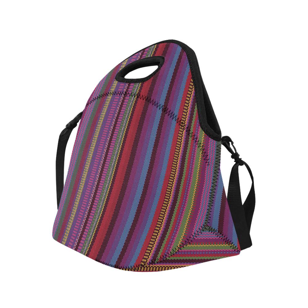 Serape Stripe Print Neoprene Lunch Bag (Model 1669)(Large)-JTAMIGO.COM