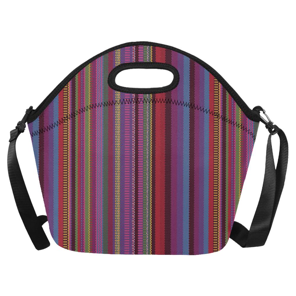 Serape Stripe Print Neoprene Lunch Bag (Model 1669)(Large)-JTAMIGO.COM