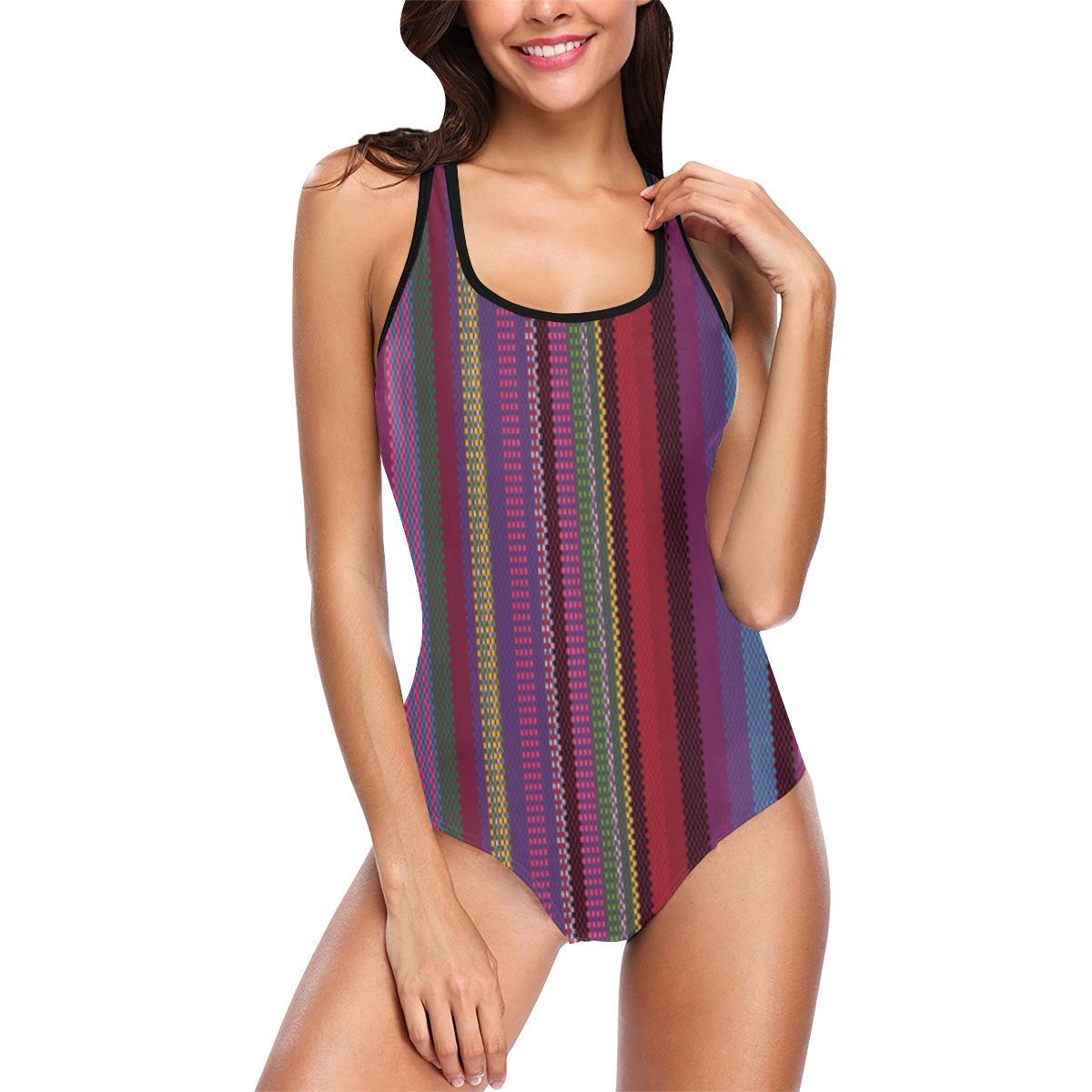Serape Stripe Print One Piece Swimsuit-JTAMIGO.COM