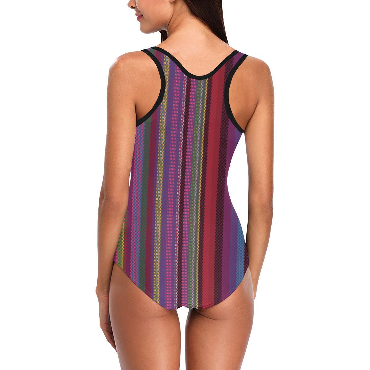 Serape Stripe Print One Piece Swimsuit-JTAMIGO.COM