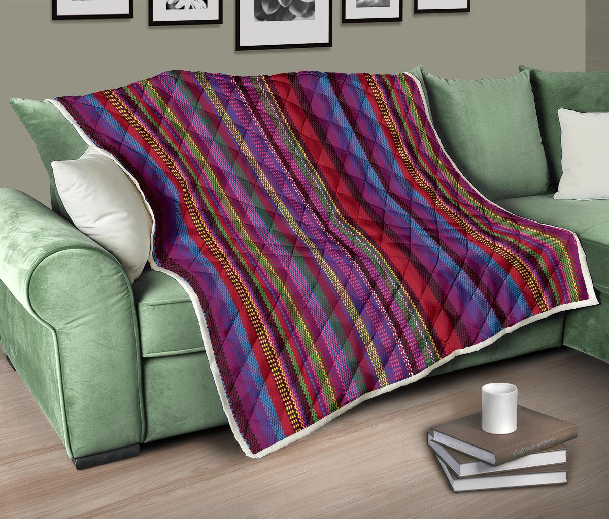 Serape Stripe Print Premium Quilt-JTAMIGO.COM
